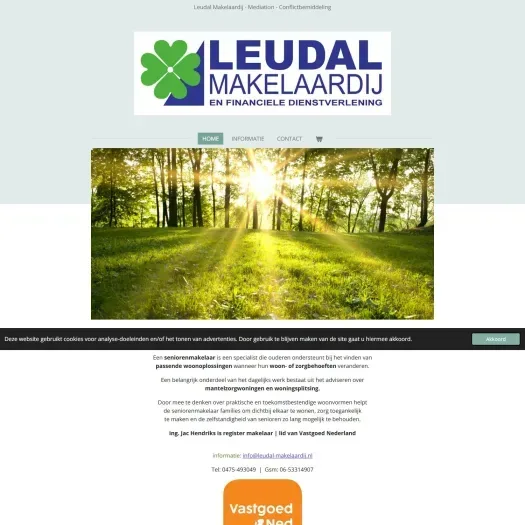 Screenshot van de website van www.leudal-makelaardij.nl