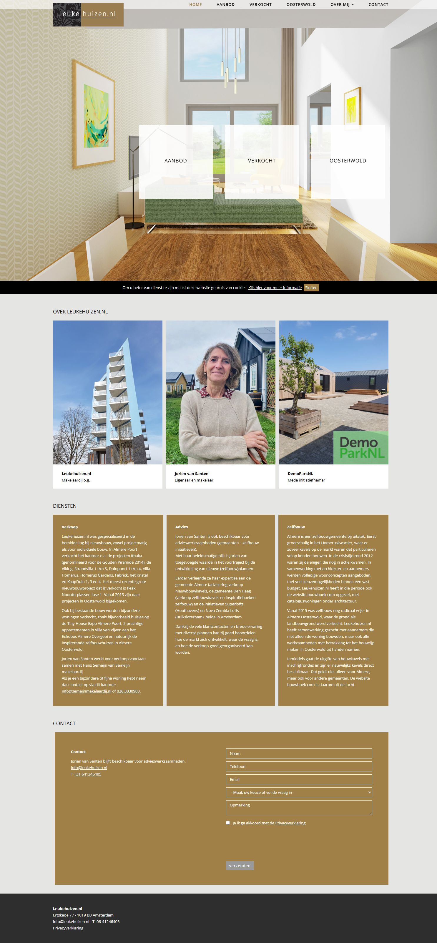 Screenshot van de website van www.leukehuizen.nl