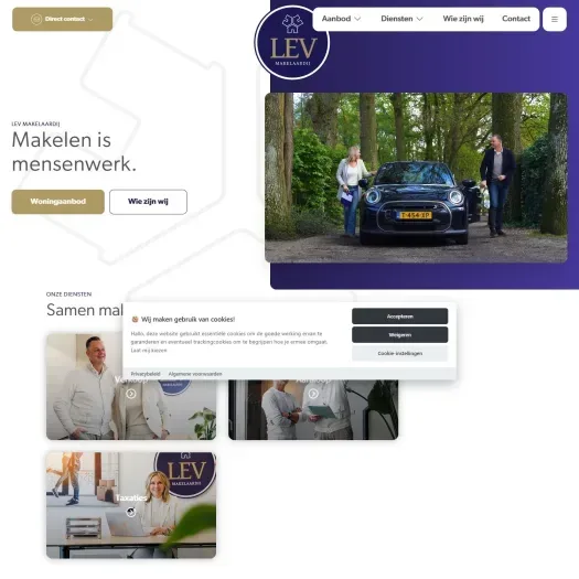 Screenshot of the website of www.levmakelaardij.nl