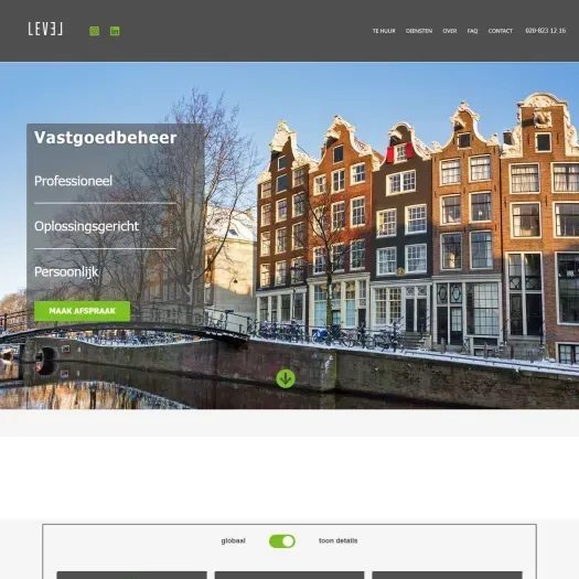 Screenshot van de website van levelvastgoed.nl