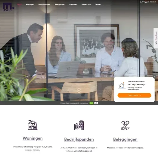 Screenshot van de website van www.level2makelaars.nl