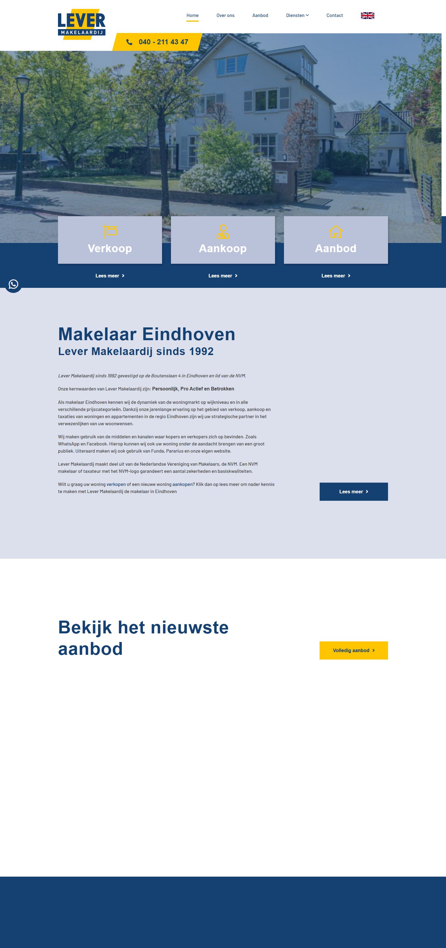 Screenshot der Website von www.levermakelaardij.nl