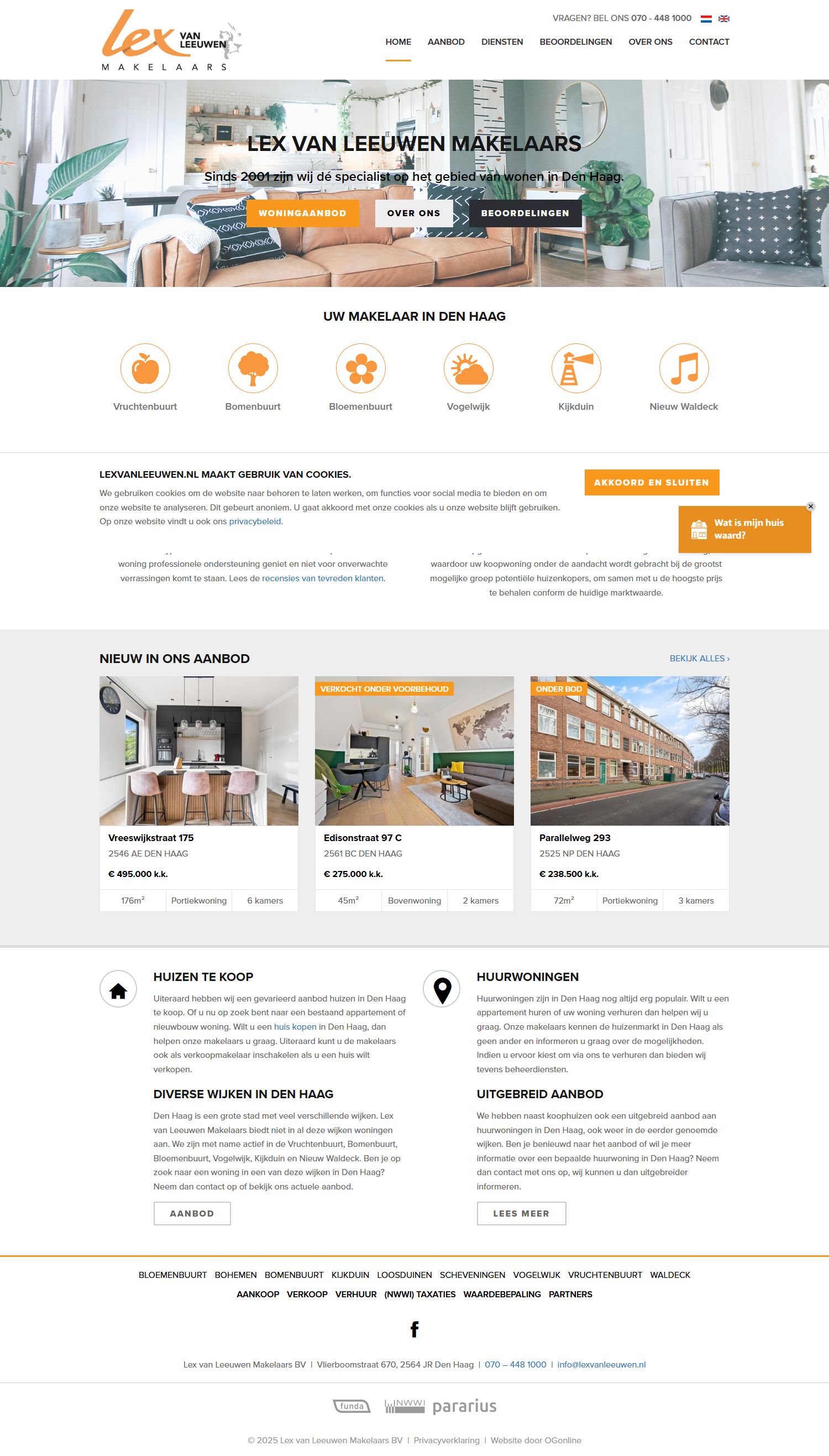 Screenshot of the website of www.lexvanleeuwen.nl