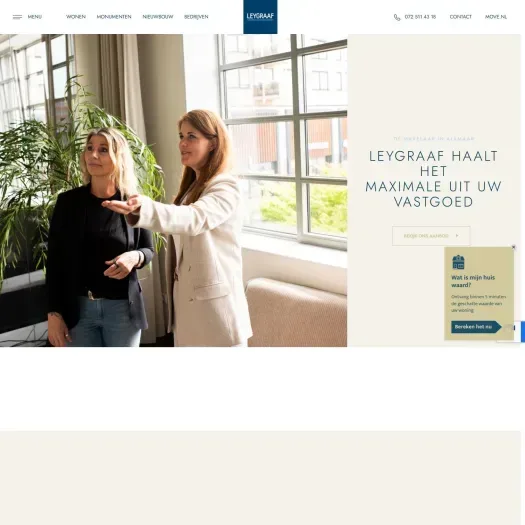 Screenshot of the website of www.leygraafmakelaars.nl