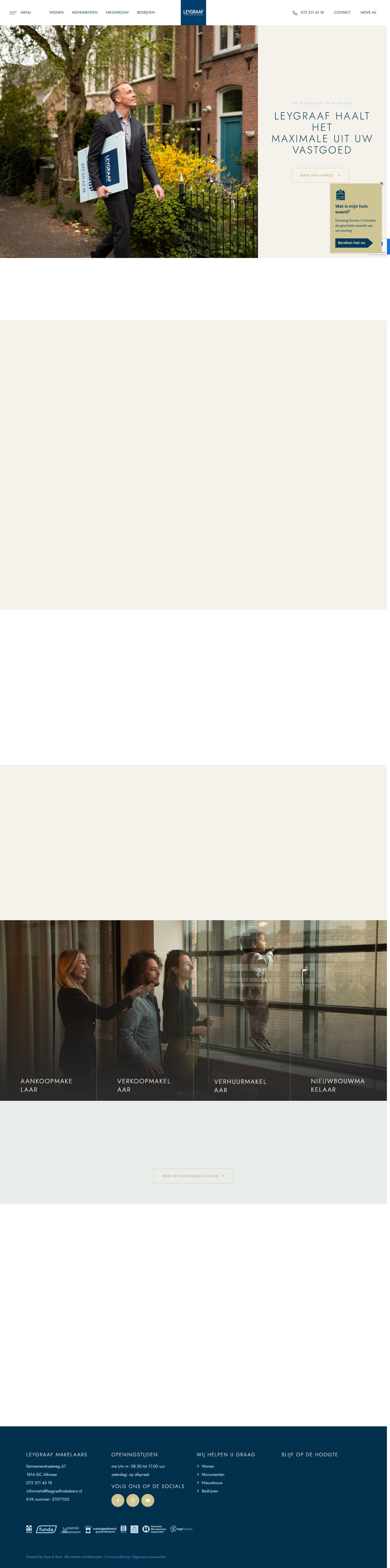 Screenshot of the website of www.leygraafmakelaars.nl