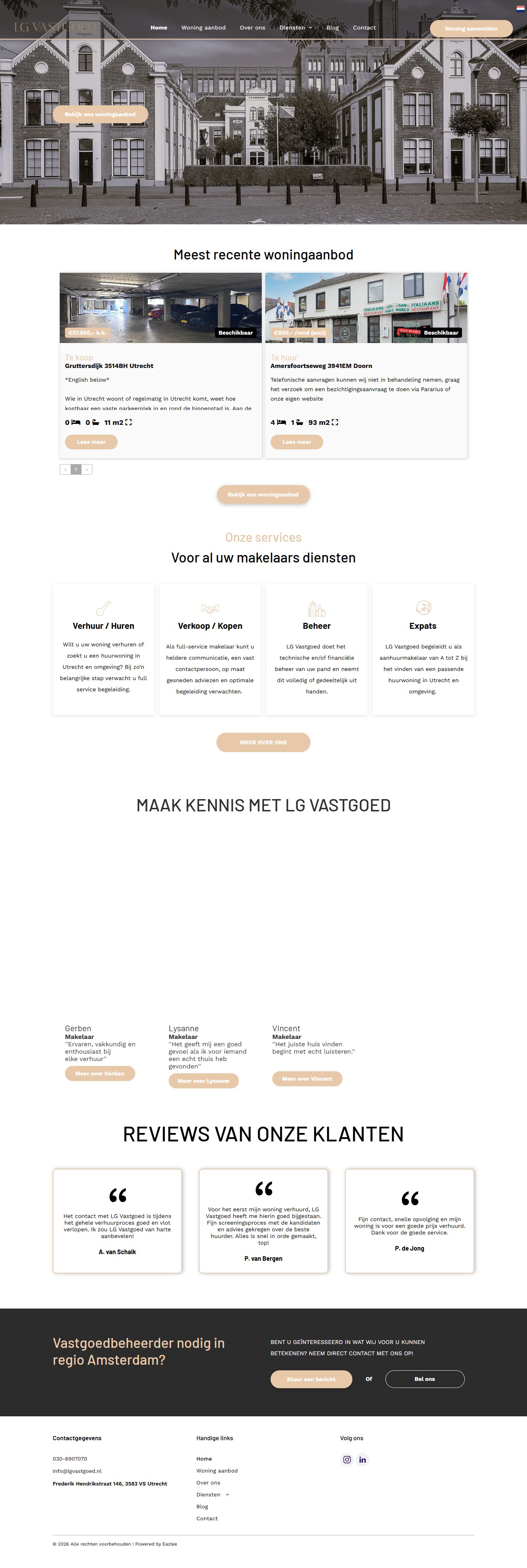 Screenshot van de website van lgvastgoed.nl