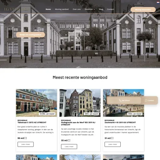 Screenshot van de website van lgvastgoed.nl