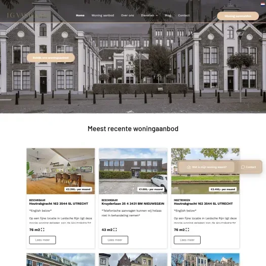 Screenshot of the website of lgvastgoed.nl