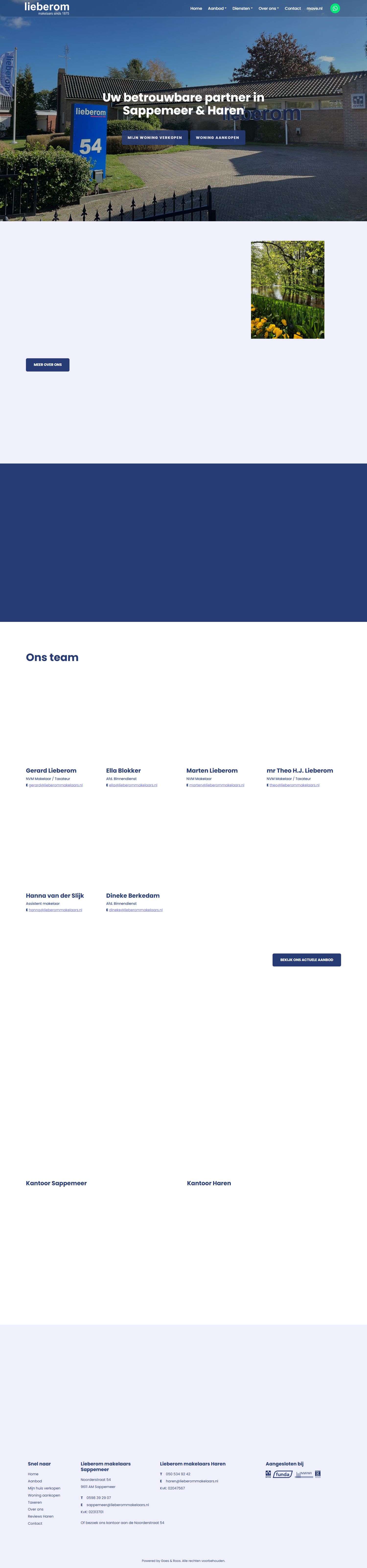 Screenshot van de website van www.lieberommakelaars.nl