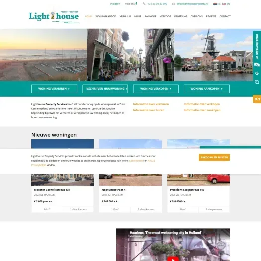 Screenshot of the website of www.lighthouseproperty.nl