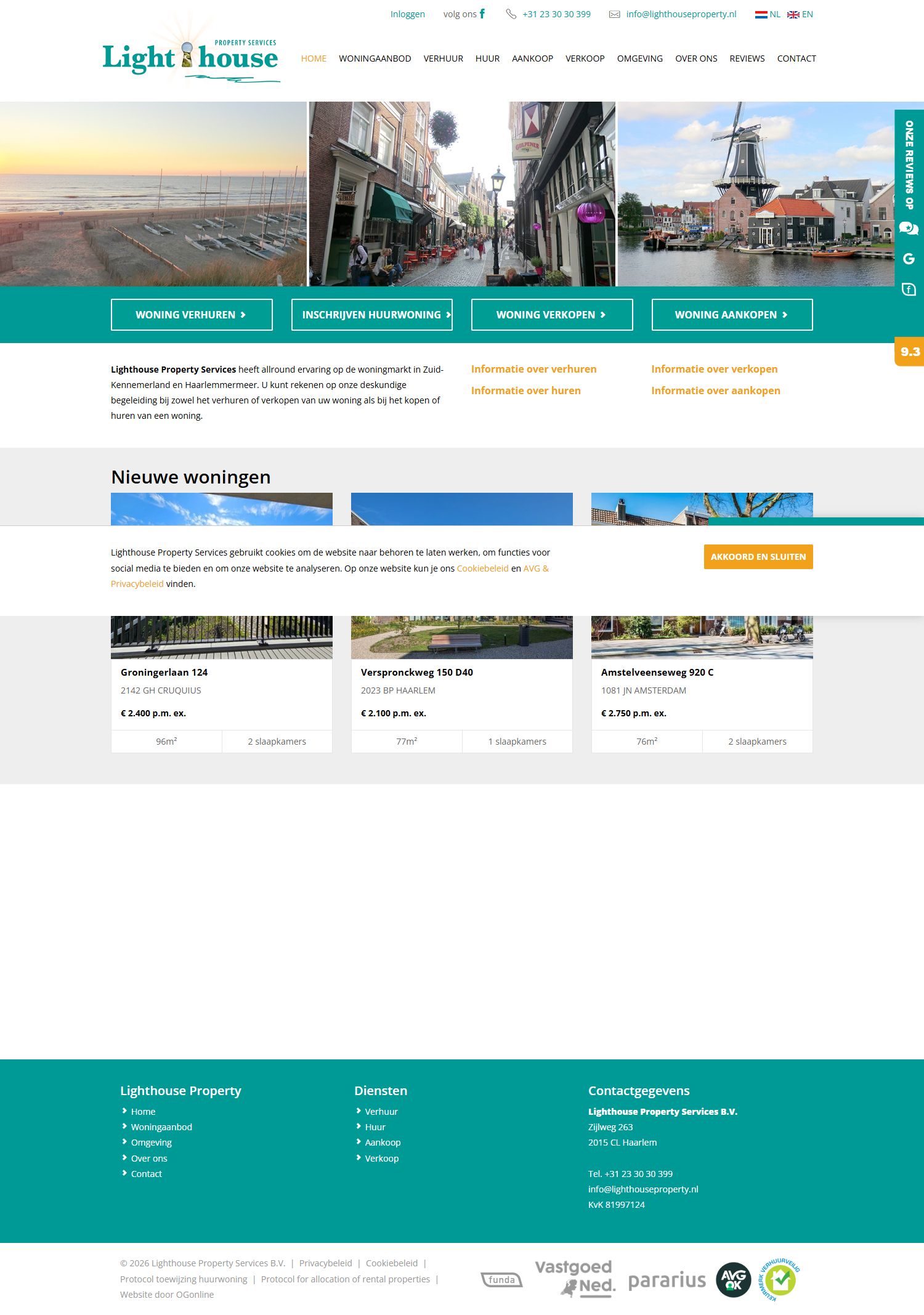 Screenshot der Website von www.lighthouseproperty.nl