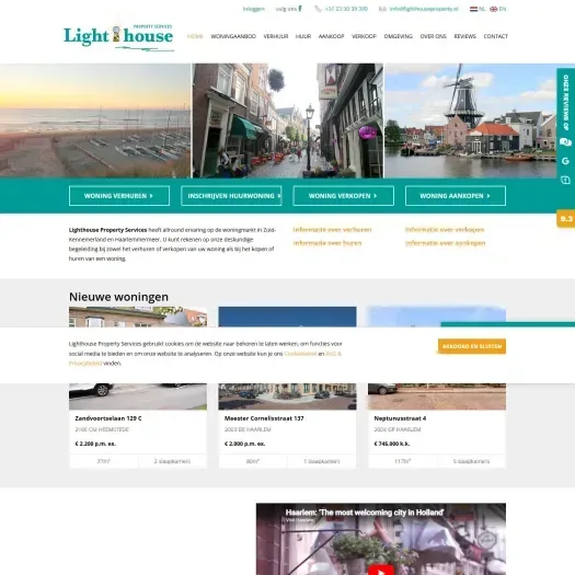 Screenshot van de website van www.lighthouseproperty.nl