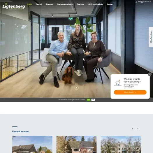 Screenshot of the website of www.ligtenbergmakelaars.nl