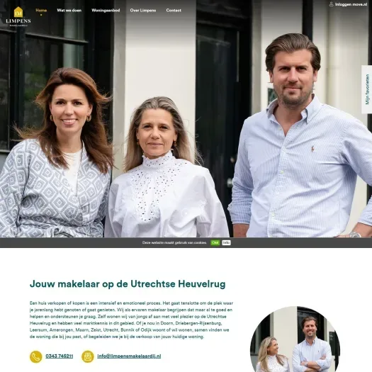 Screenshot of the website of www.limpensmakelaardij.nl