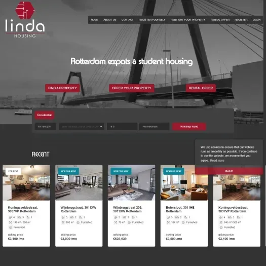 Screenshot der Website von www.lindahousing.com