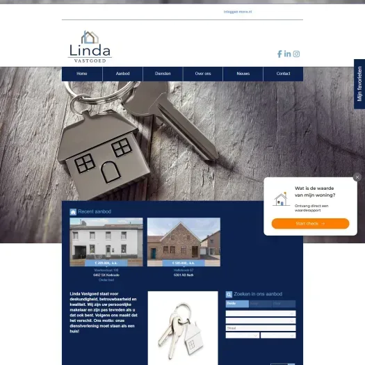 Screenshot der Website von www.lindavastgoed.nl