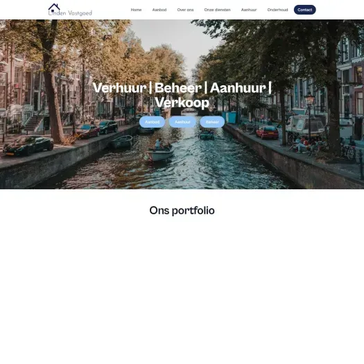 Screenshot of the website of www.lindenvastgoedbeheer.nl