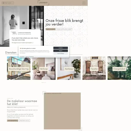 Screenshot van de website van www.lindenburgmakelaardij.nl