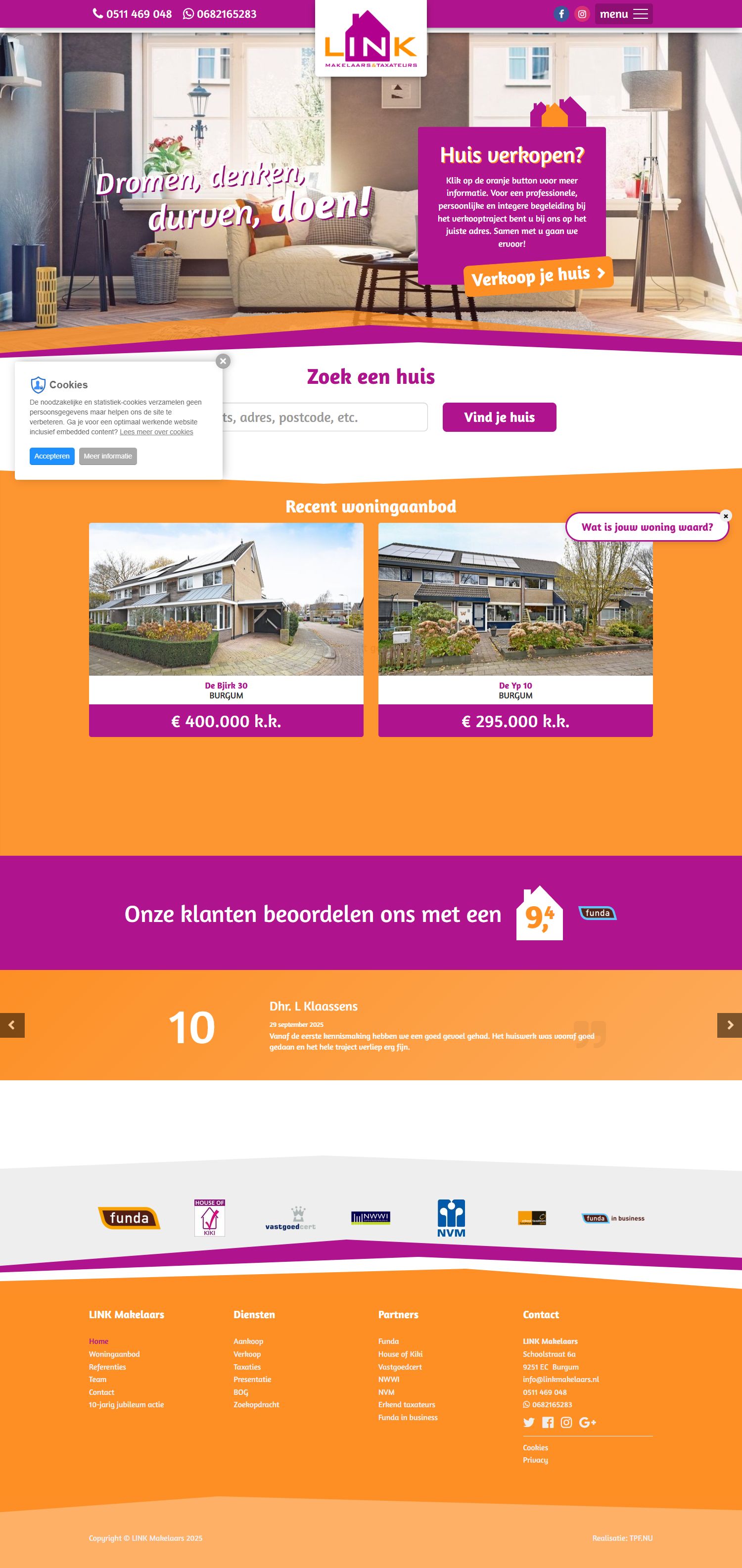 Screenshot der Website von www.linkmakelaars.nl