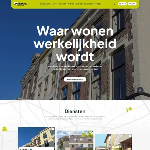Screenshot van de website van www.linnebankrealestate.com