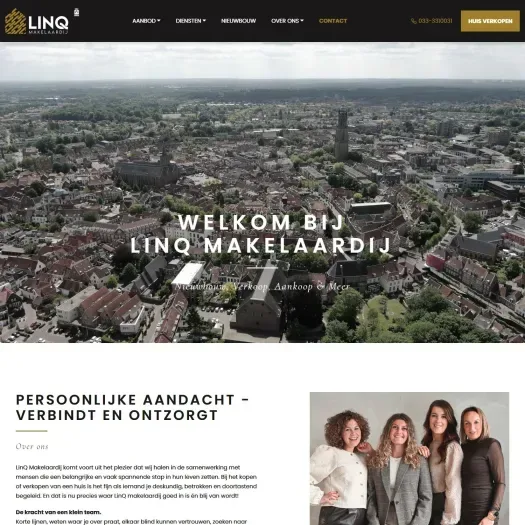 Screenshot van de website van www.linqmakelaardij.nl