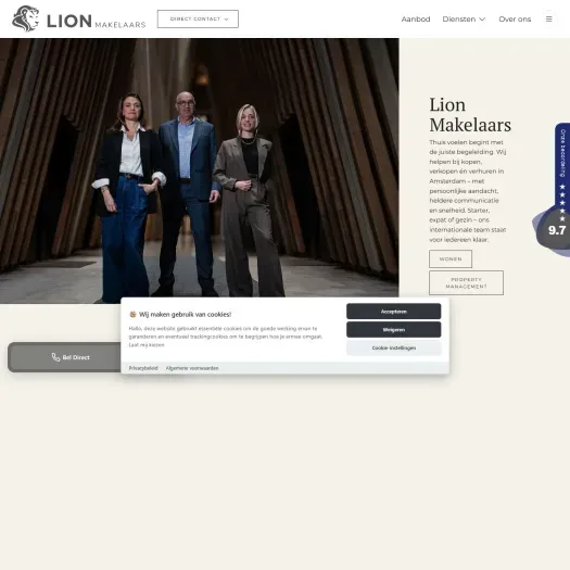 Screenshot van de website van www.lionmakelaars.nl