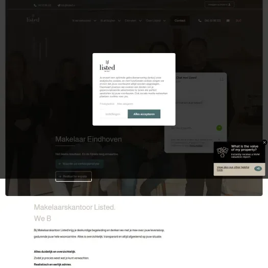 Screenshot of the website of www.listed.nl