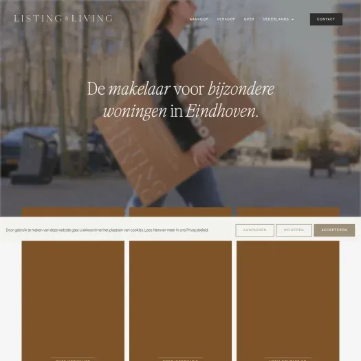 Screenshot der Website von www.listingandliving.nl