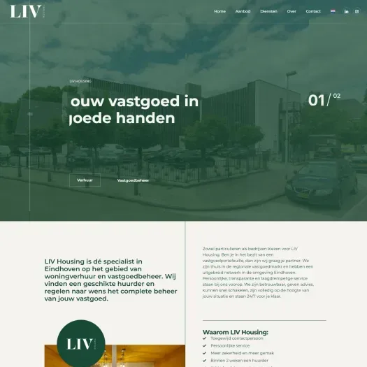 Screenshot van de website van livhousing.nl