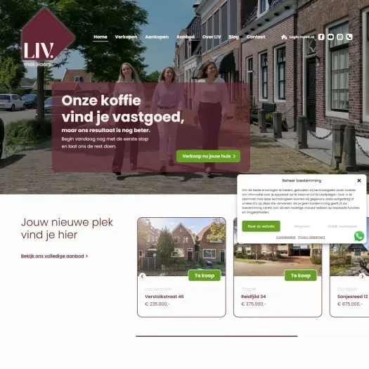 Screenshot of the website of www.liv-makelaars.nl