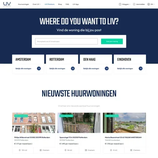 Screenshot der Website von www.livresidential.nl