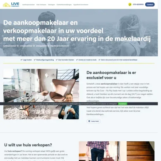 Screenshot van de website van www.livemakelaars.nl