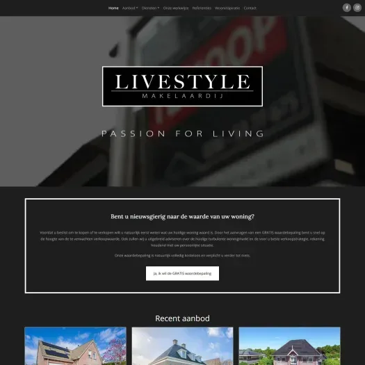 Capture d'écran du site web de www.livestylemakelaardij.nl