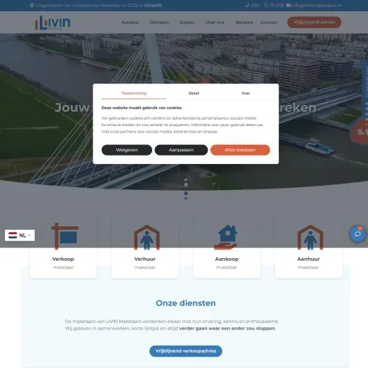 Screenshot der Website von www.livinmakelaars.nl