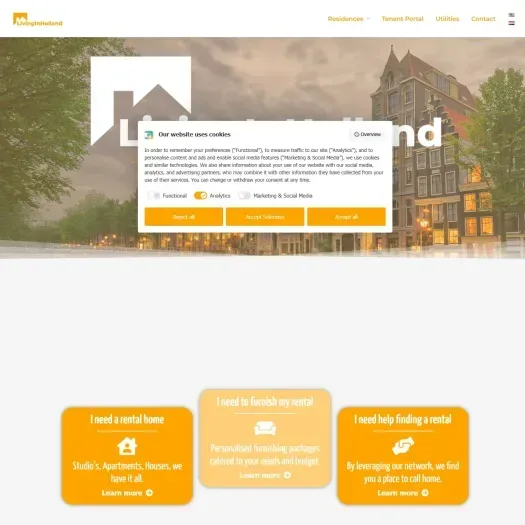 Screenshot van de website van livinginholland.eu