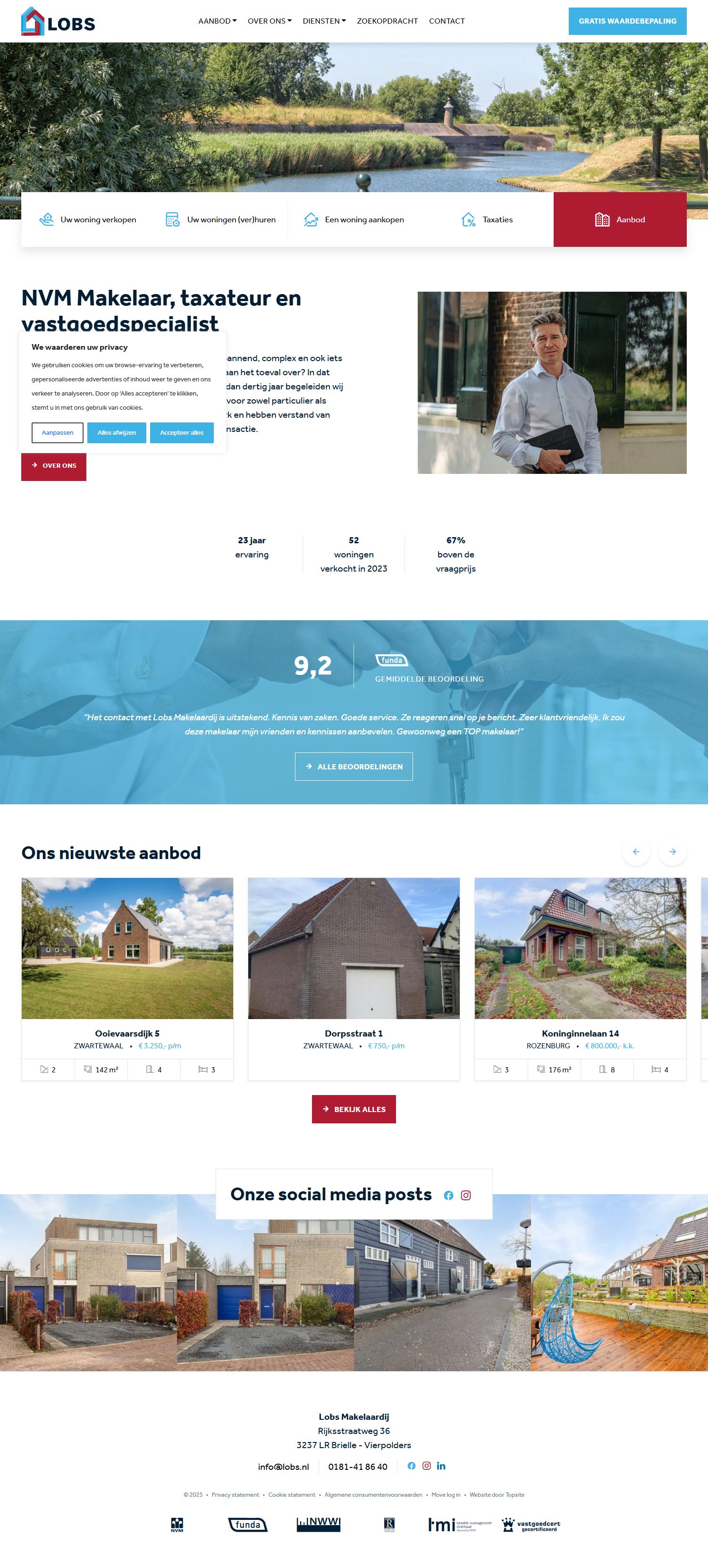 Capture d'écran du site web de www.lobs.nl