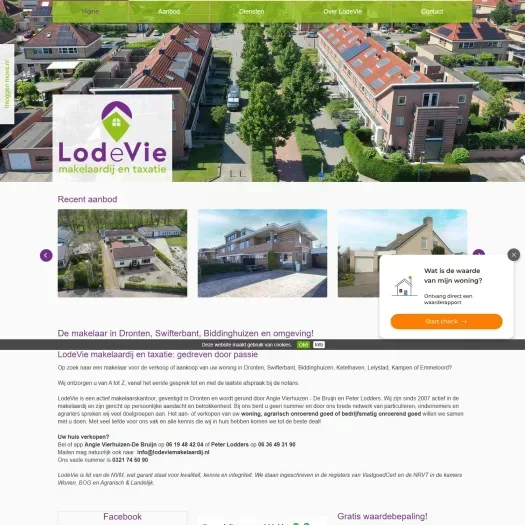 Screenshot van de website van www.lodeviemakelaardij.nl