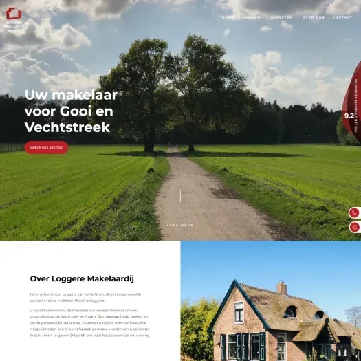 Screenshot van de website van www.loggeremakelaardij.nl