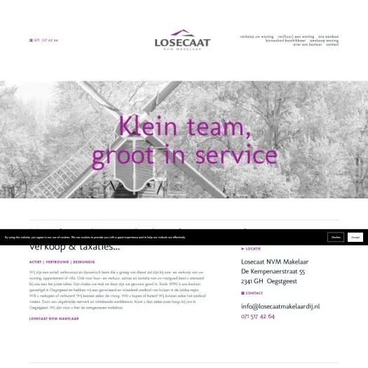 Screenshot of the website of www.losecaatnvmmakelaar.nl