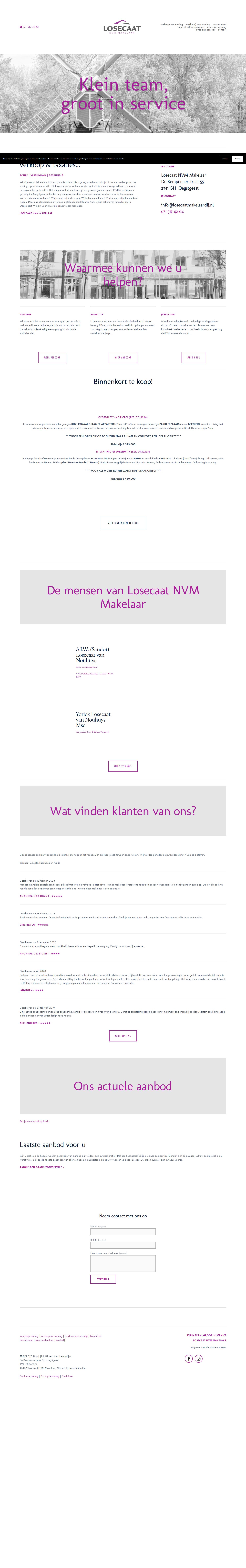 Screenshot of the website of www.losecaatnvmmakelaar.nl