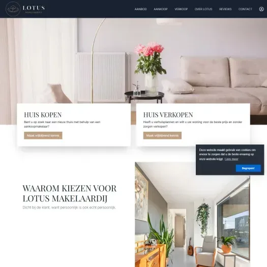 Screenshot van de website van www.lotusmakelaardij.nl