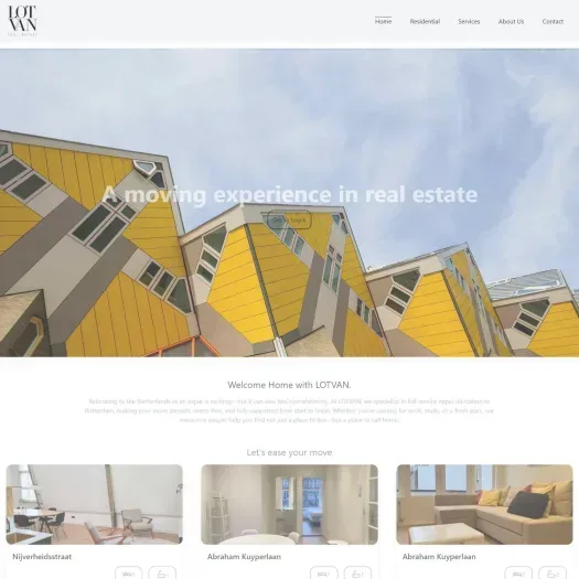 Screenshot van de website van lotvan.com