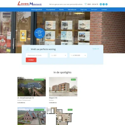 Capture d'écran du site web de www.lovesmakelaardij.nl