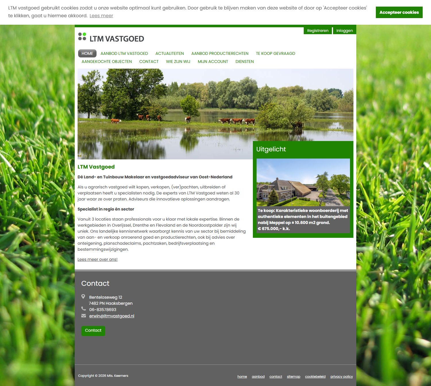 Screenshot of the website of www.ltmvastgoed.nl