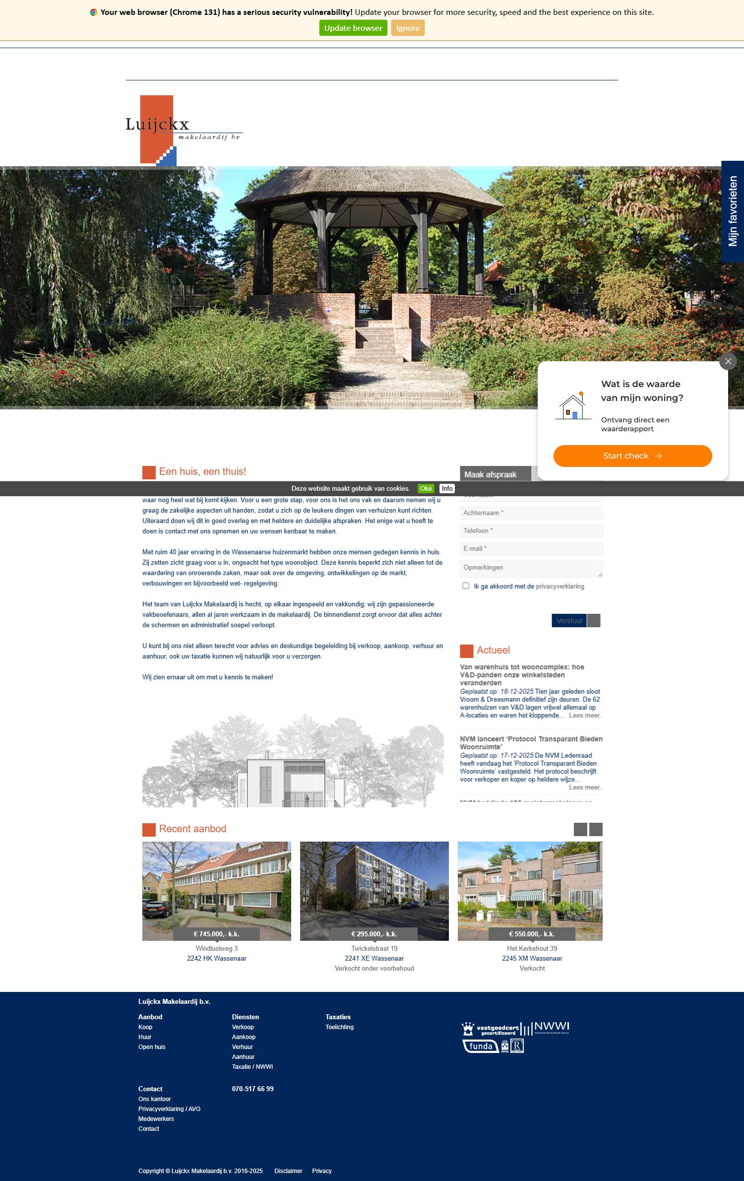 Screenshot of the website of www.luijckx-mak.nl