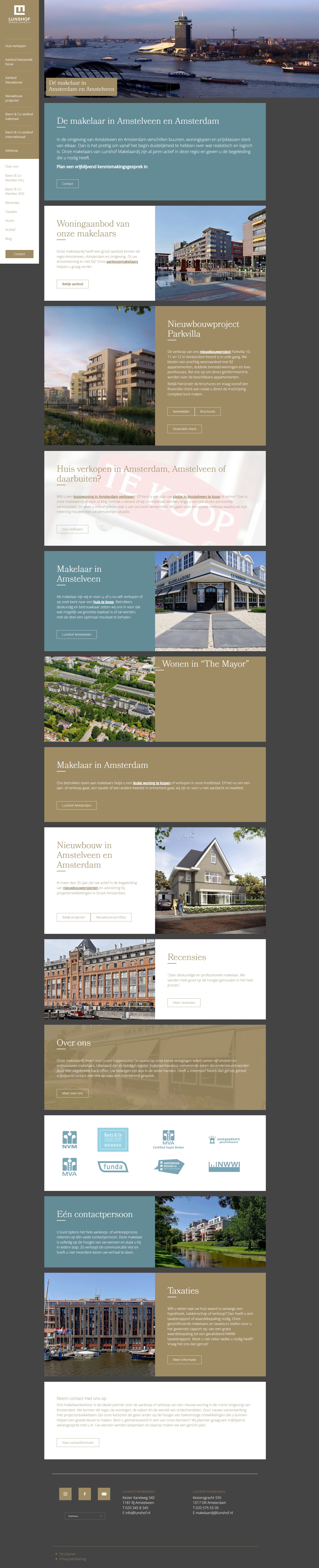 Screenshot of the website of www.lunshof.nl