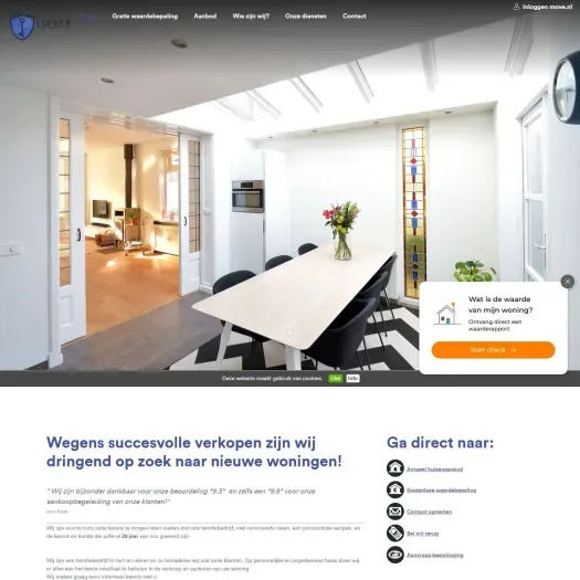 Screenshot van de website van www.lupkermakelaardij.nl