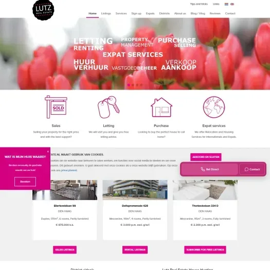 Capture d'écran du site web de www.lutzrealestate.nl