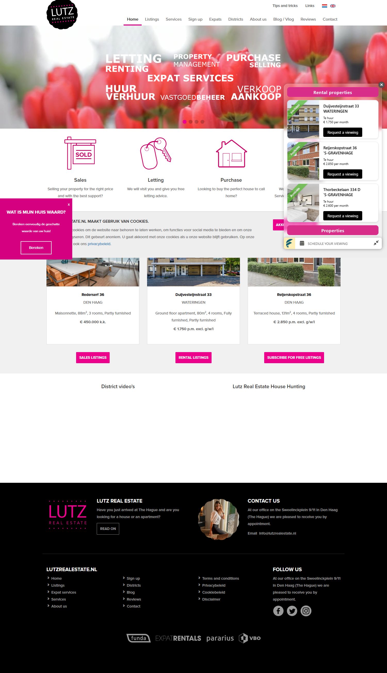 Screenshot van de website van www.lutzrealestate.nl