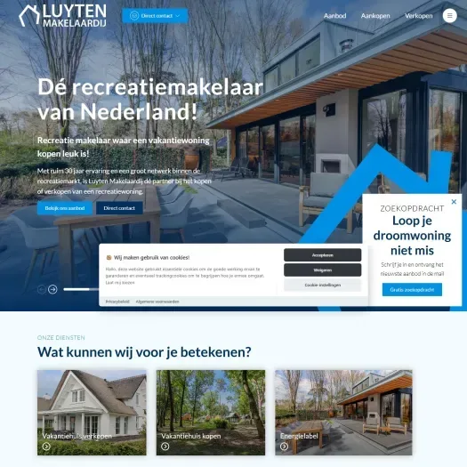 Screenshot van de website van luytenmakelaardij.nl